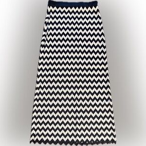 Fendi Black and White Zigzag Maxi Skirt